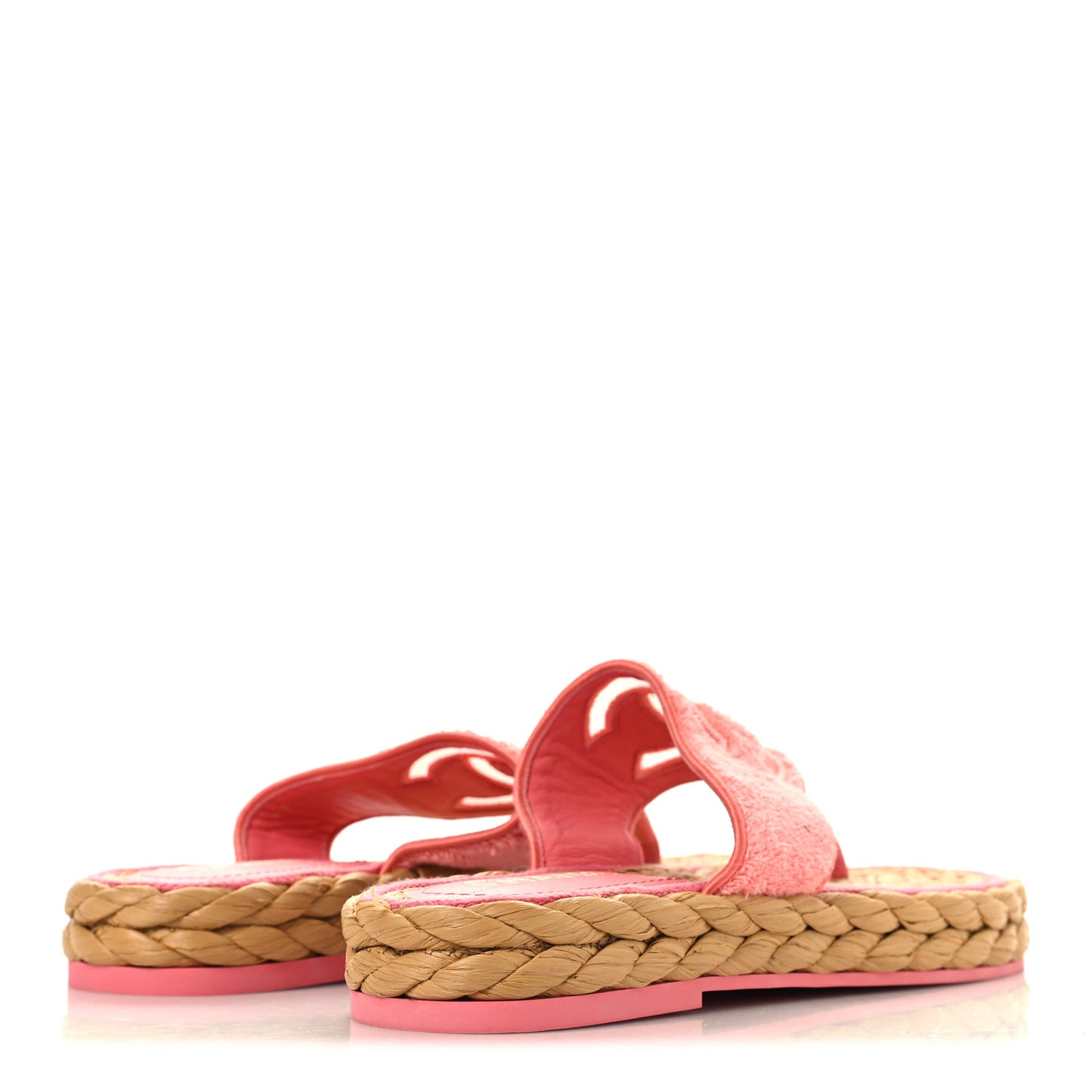Terry Cloth Raffia CC Logo Thong Sandals 39 Pink
