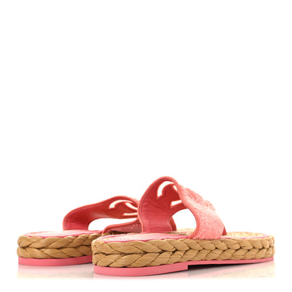 Chanel Terry Cloth Raffia CC Logo Thong Sandals 39 Pink 5 of 11