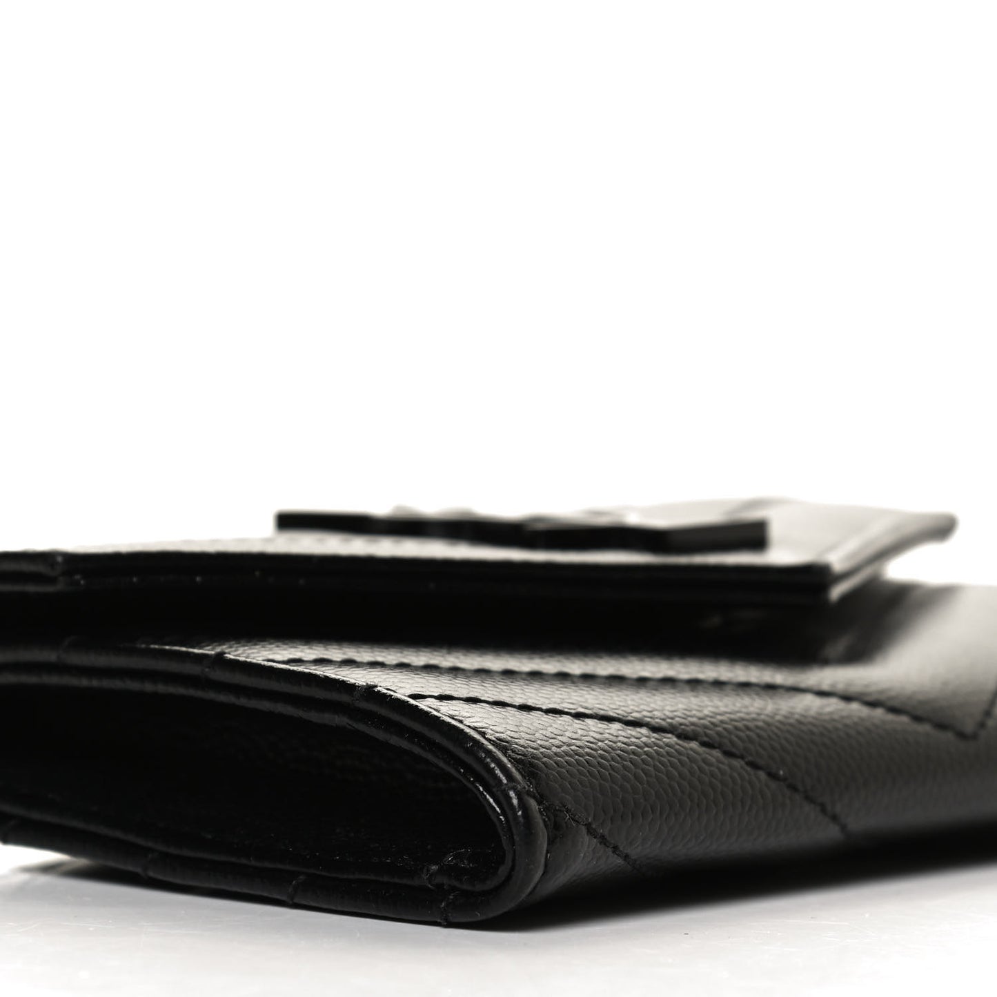 Grain De Poudre Matelasse Chevron Small Monochrome Monogram Envelope Wallet Black