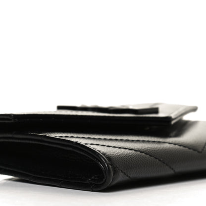 Saint Laurent Grain De Poudre Matelasse Chevron Small Monochrome Monogram Envelope Wallet Black 7 of 11
