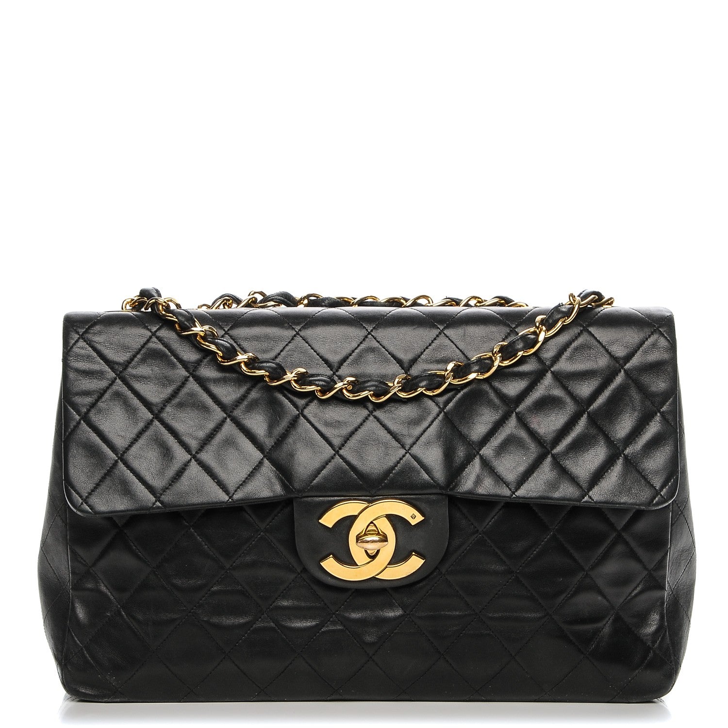 Chanel Lambskin Quilted XL Jumbo Single Flap Black 1 of 8