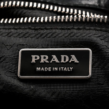 Prada Soft Calf Pleated Hobo Black 6 of 10