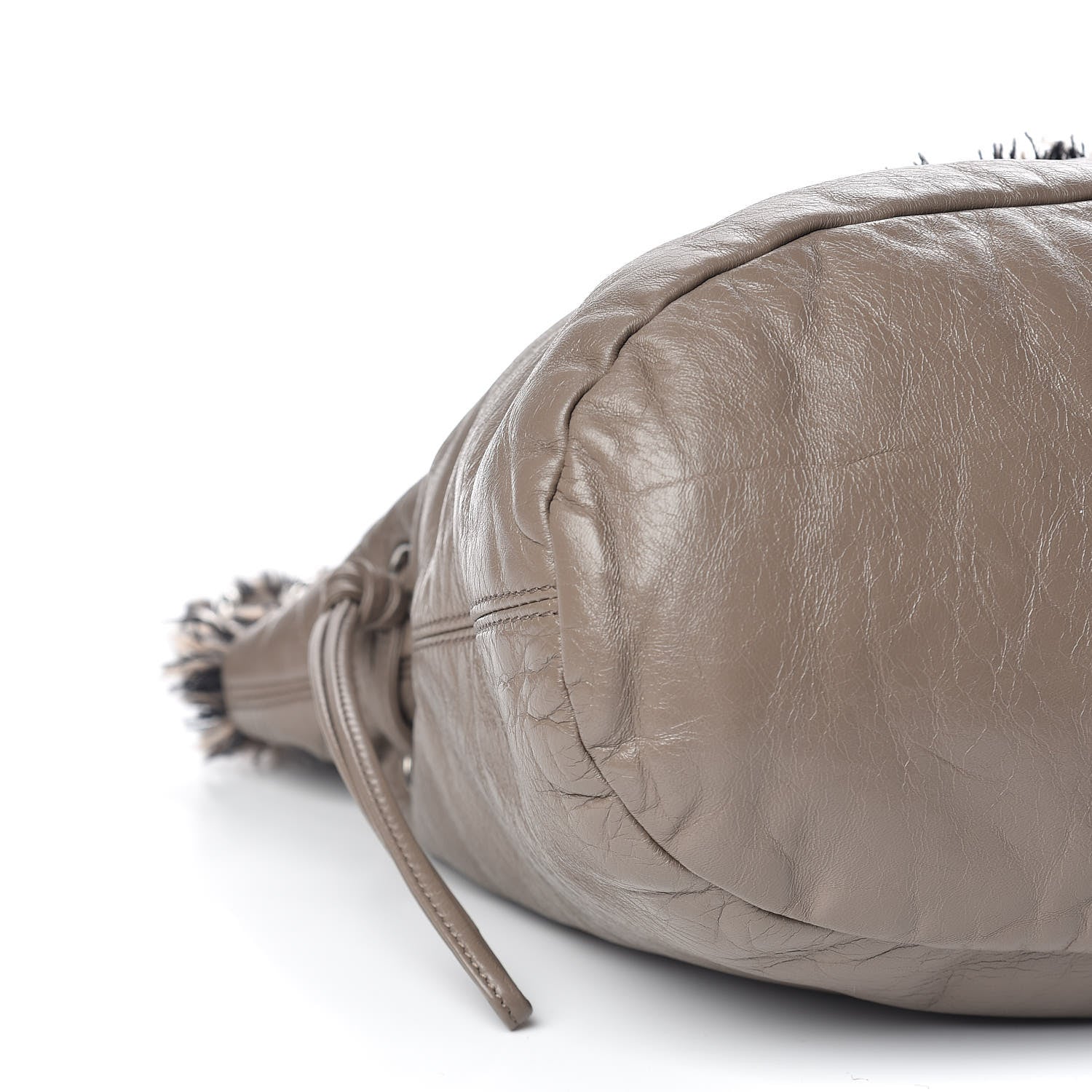 Chanel Tweed Lambskin Drawstring Tweedy Tote Taupe 5 of 10