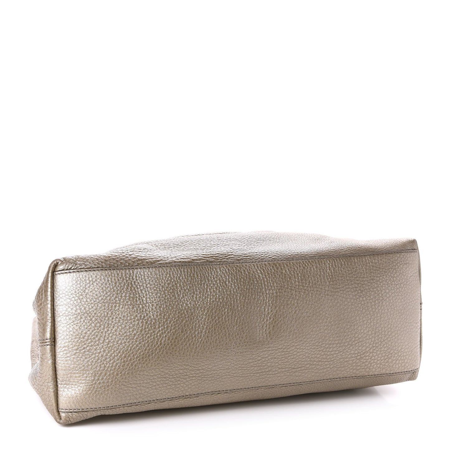 Metallic Pebbled Calfskin Medium Soho Chain Shoulder Bag Golden Beige