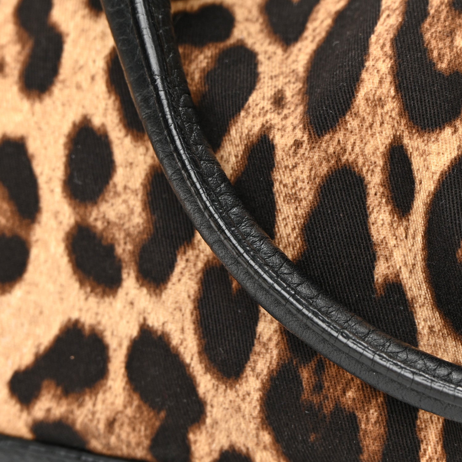 Dolce & Gabbana Calfskin Canvas Leopard Print Animalier Shoulder Bag Black 18 of 23