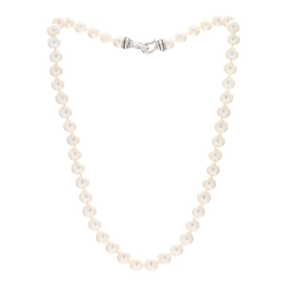 David Yurman Sterling Silver Diamond Pearl 8-8.5mm Buckle Necklace 2 of 4