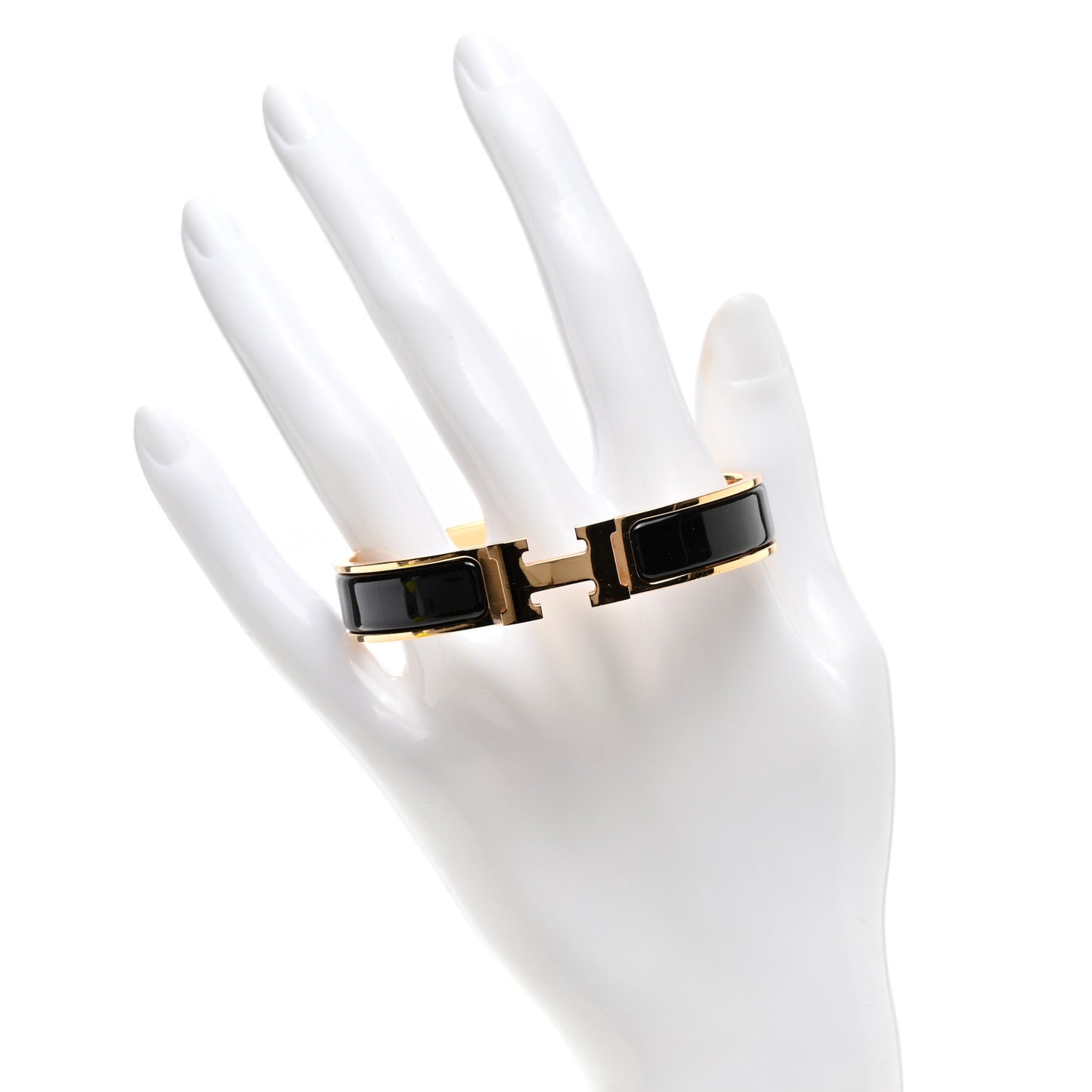 Enamel Narrow Clic Clac H Bracelet PM Black
