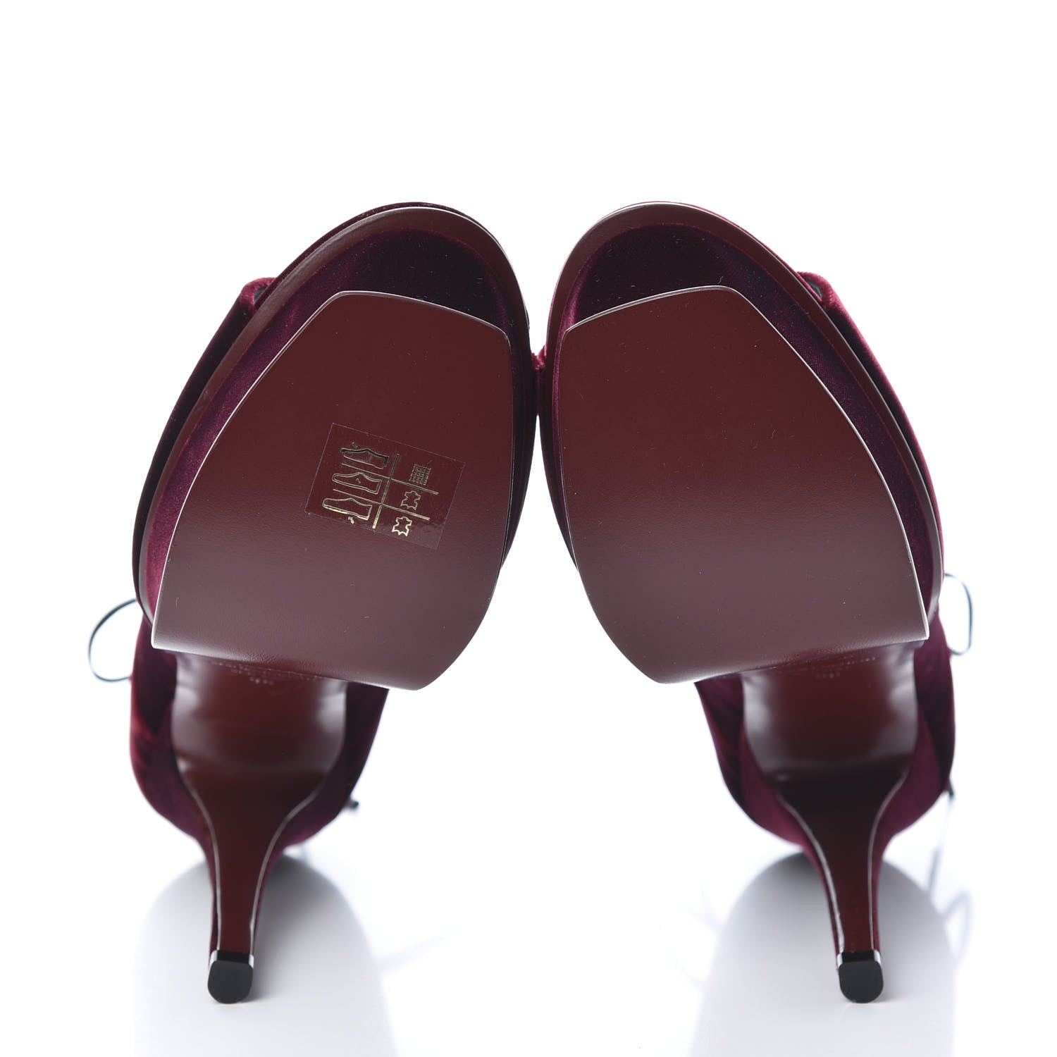 Saint Laurent Velluto Master Lace Up Tribute 105 Platform Sandals 38 Burgundy 5 of 11