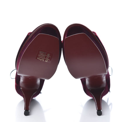 Saint Laurent Velluto Master Lace Up Tribute 105 Platform Sandals 38 Burgundy 5 of 11