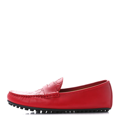 Gucci Guccissima Calfskin Mens Driver Loafers 6.5 Red 1 of 11