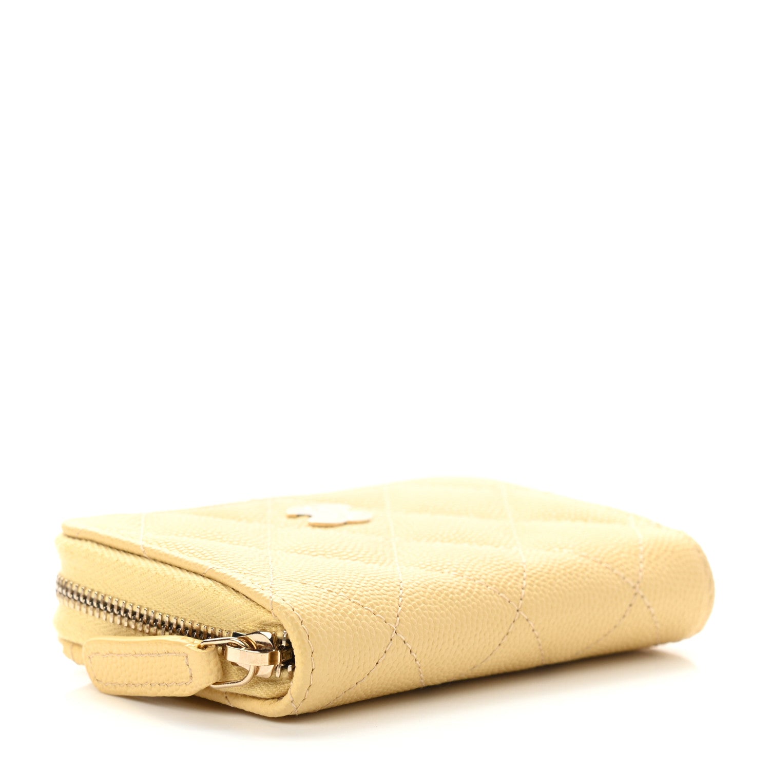 Chanel Caviar Quilted Zip Coin Purse Yellow 4 of 8