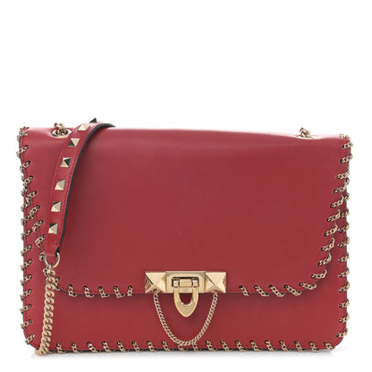 Valentino Garavani Vitello Groumette Small Rockstud Demilune Shoulder Bag Rosso Valentino 1 of 13