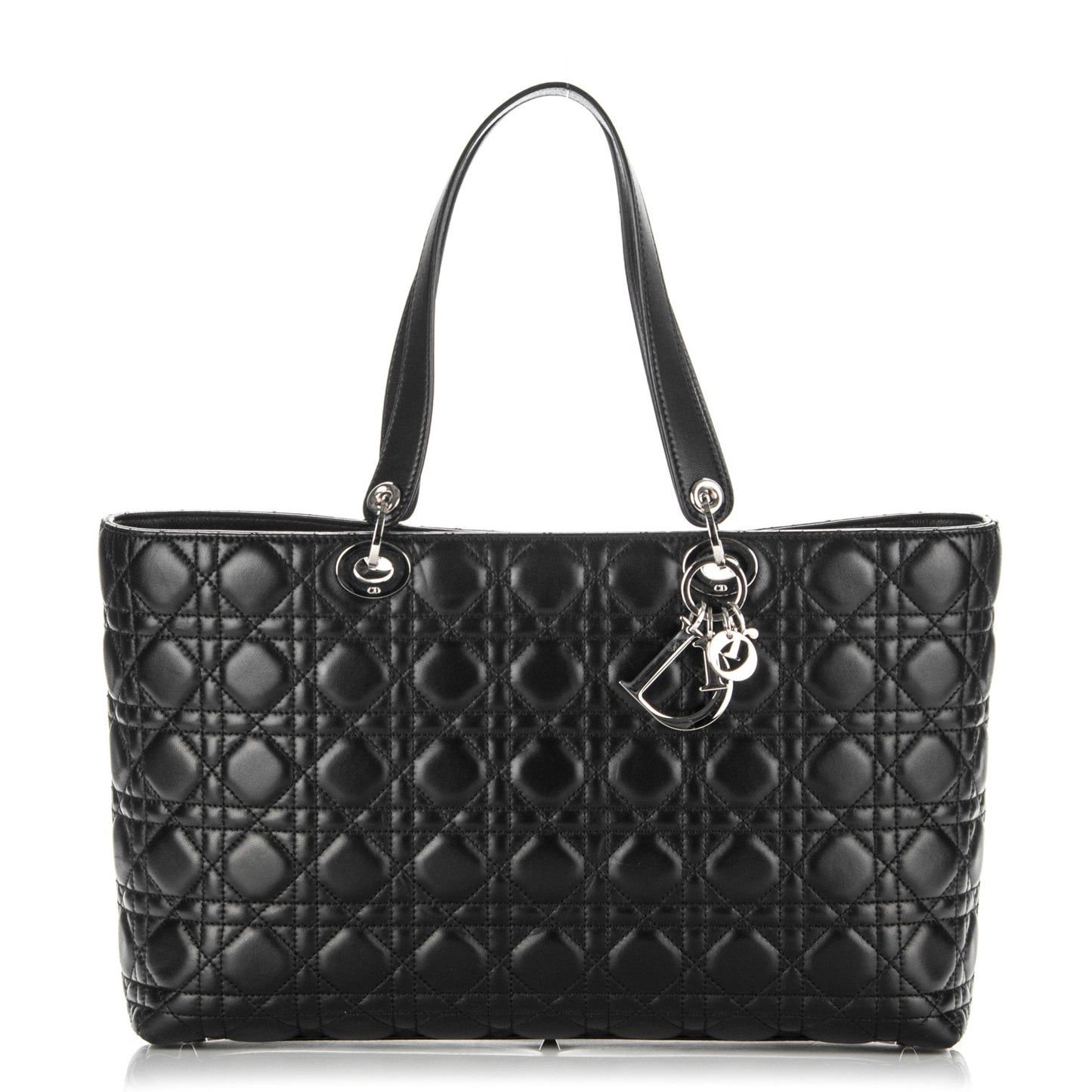Lambskin Cannage Large Lady Dior Shopper Tote Black