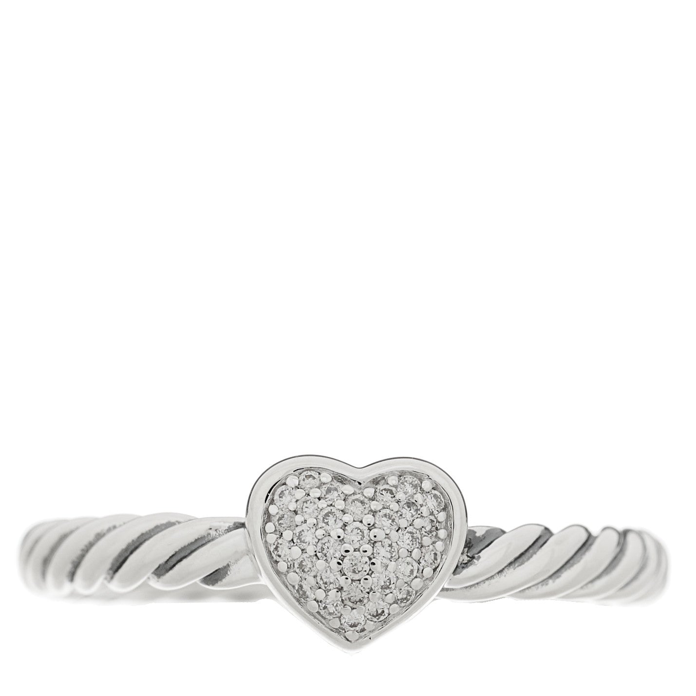 David Yurman Sterling Silver Diamond Cable Classics Heart Ring 50 5.5 1 of 4