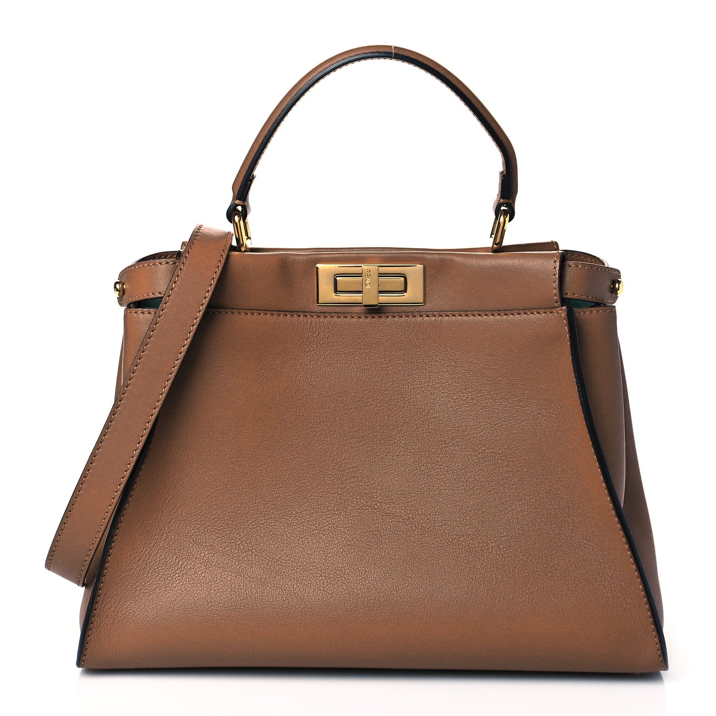Vitello Seta Shiny Nappa Ayers Medium Peekaboo Iconic Satchel Brownie Menta