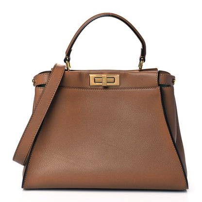 Fendi Vitello Seta Shiny Nappa Ayers Medium Peekaboo Iconic Satchel Brownie Menta 1 of 10