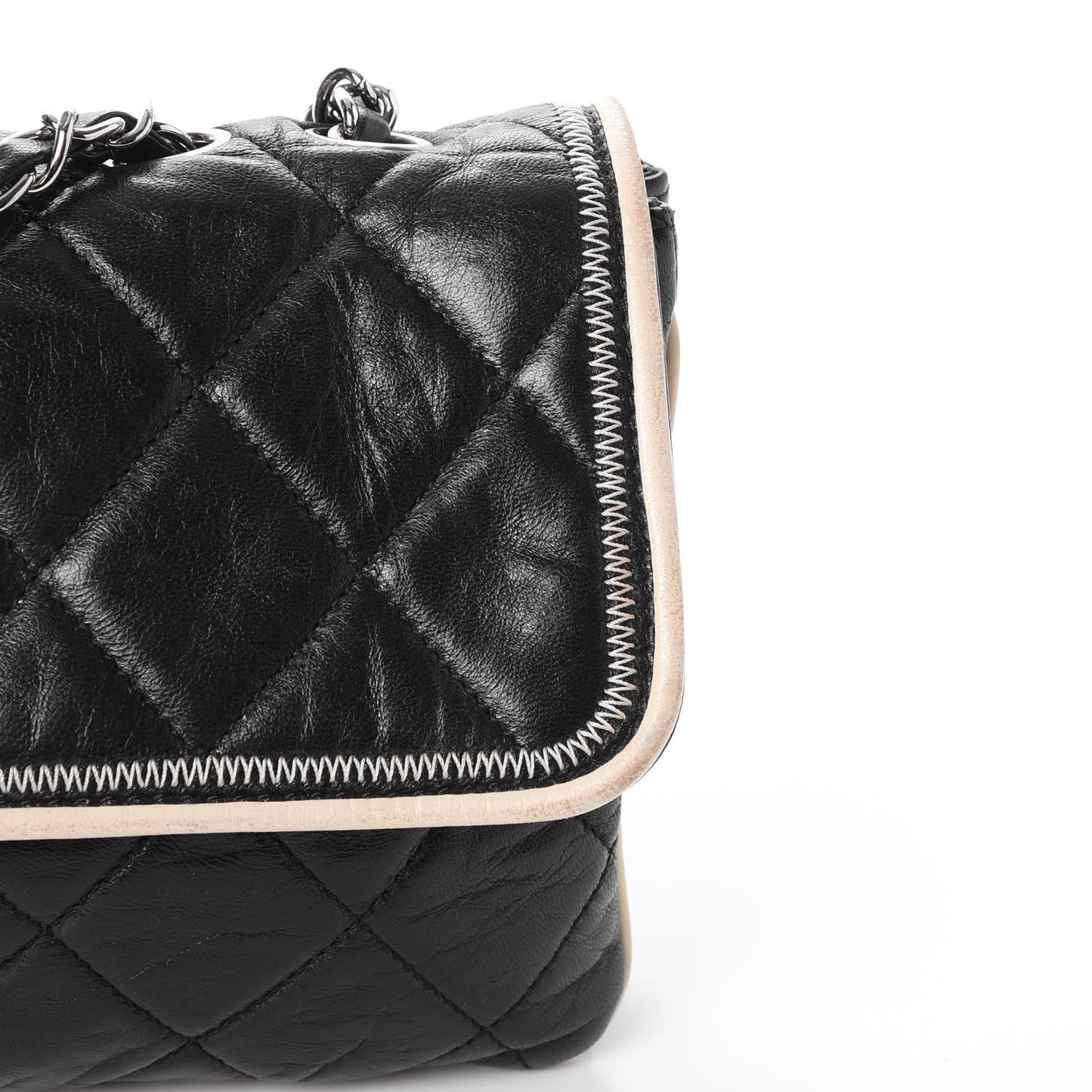 Lambskin East West Accordion Flap Black