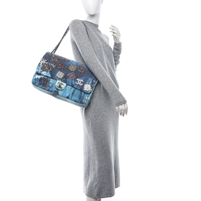 Chanel Sequin Resin Crystal Large Waterfall Charms Flap Light Blue 2 of 9
