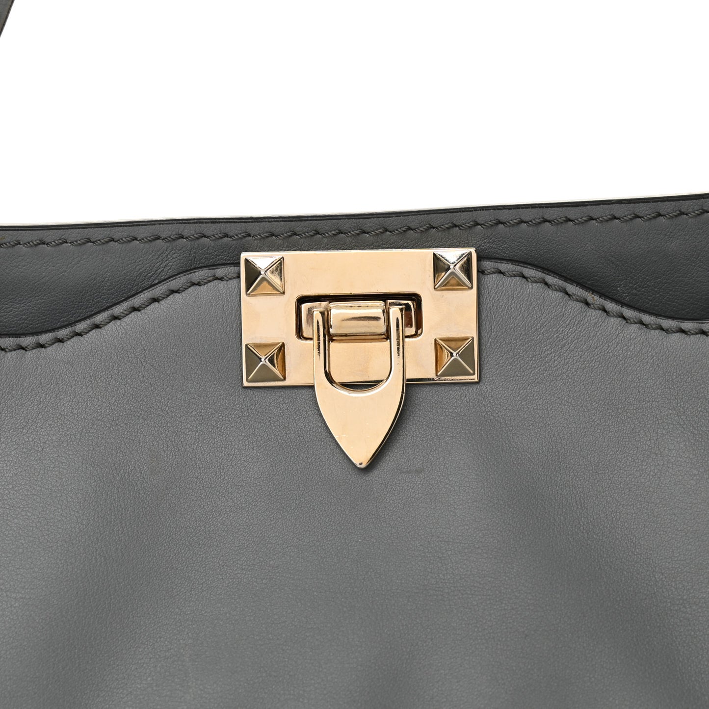 Vitello Medium Rockstud Tote Grey