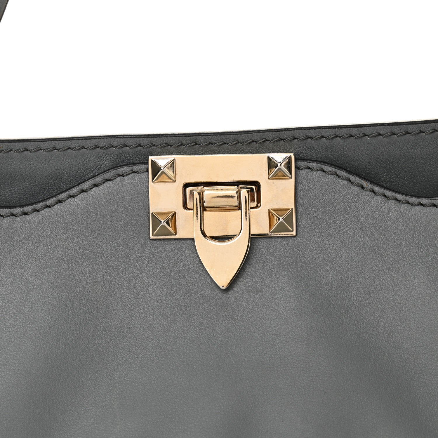 Valentino Garavani Vitello Medium Rockstud Tote Grey 7 of 16