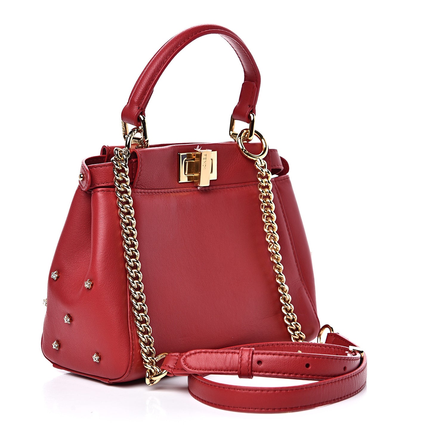 Nappa Crystal Stars Studded XS Peekaboo Iconic Satchel Fragola