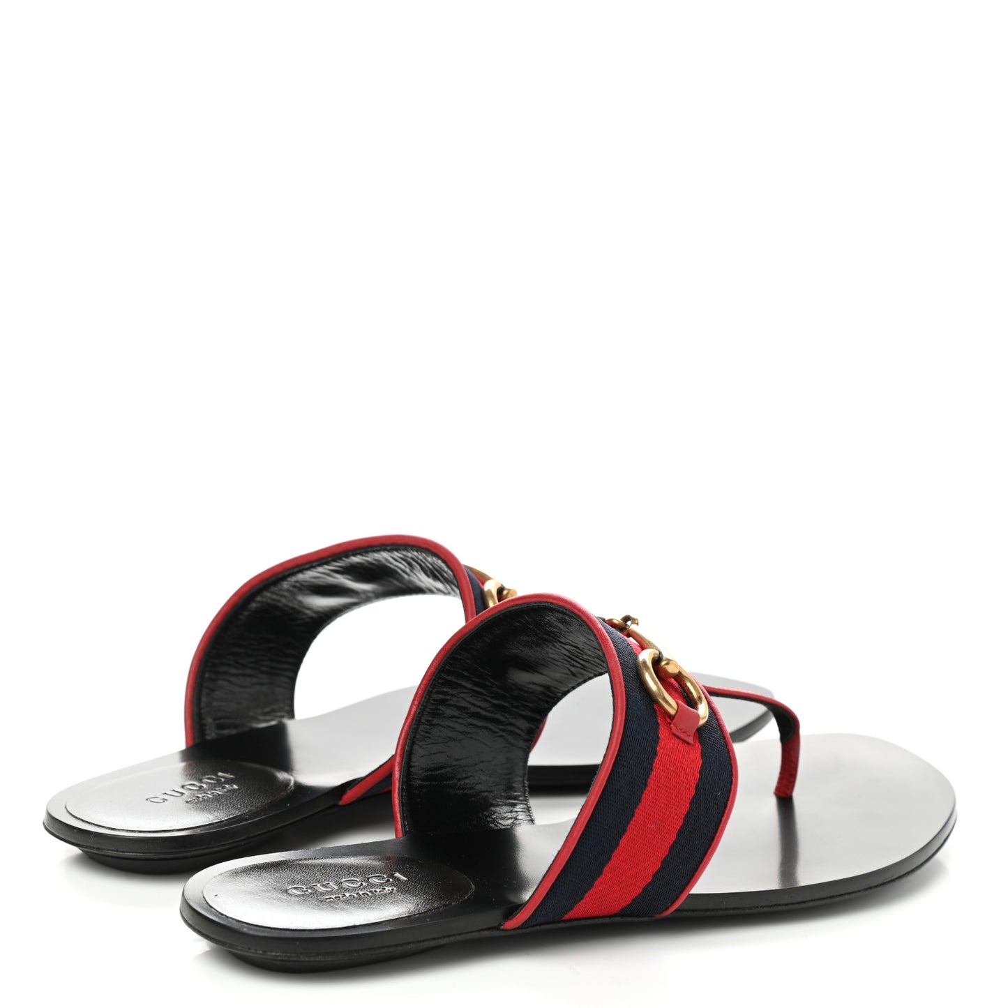 Nylon Calfskin Web Womens Horsebit Thong Sandals 36.5 Blue Red Black