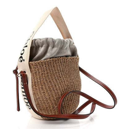 Chloe Raffia Calfskin Small Woody Basket Bag Brown 3 of 9