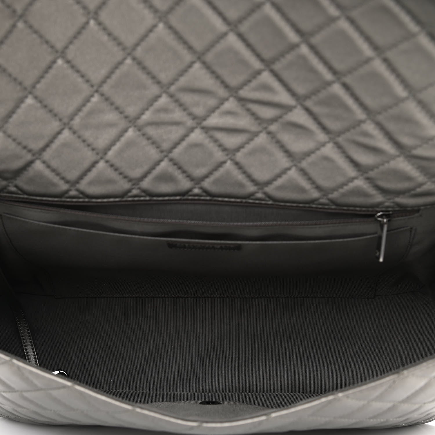 Chanel Metallic Calfskin Quilted Small XXL Travel Flap Bag Dark Silver 5 of 10