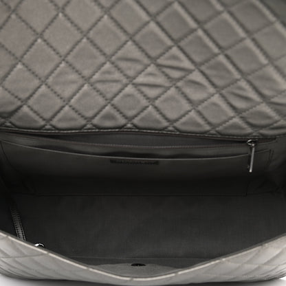 Chanel Metallic Calfskin Quilted Small XXL Travel Flap Bag Dark Silver 5 of 10