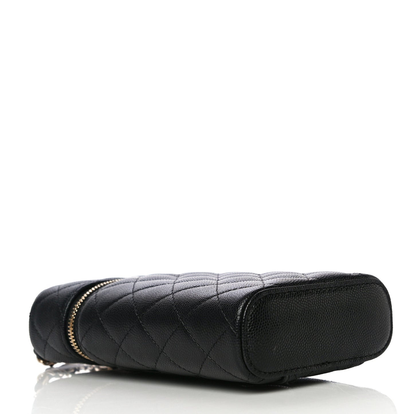 Caviar Quilted Phone Holder With Chain Black
