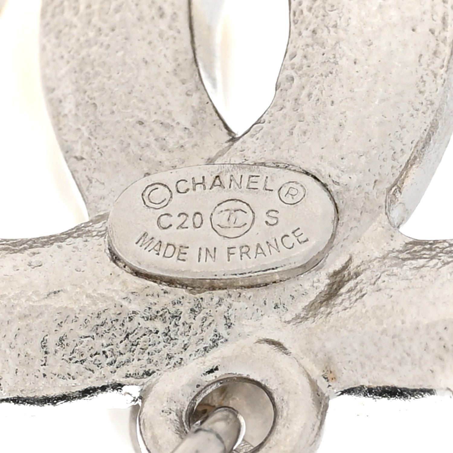 Chanel Pearl Crystal CC Chain Drop Earrings Silver 4 of 4