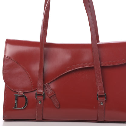 Christian Dior Glazed Calfskin Saddle Shopper Red 10 of 18