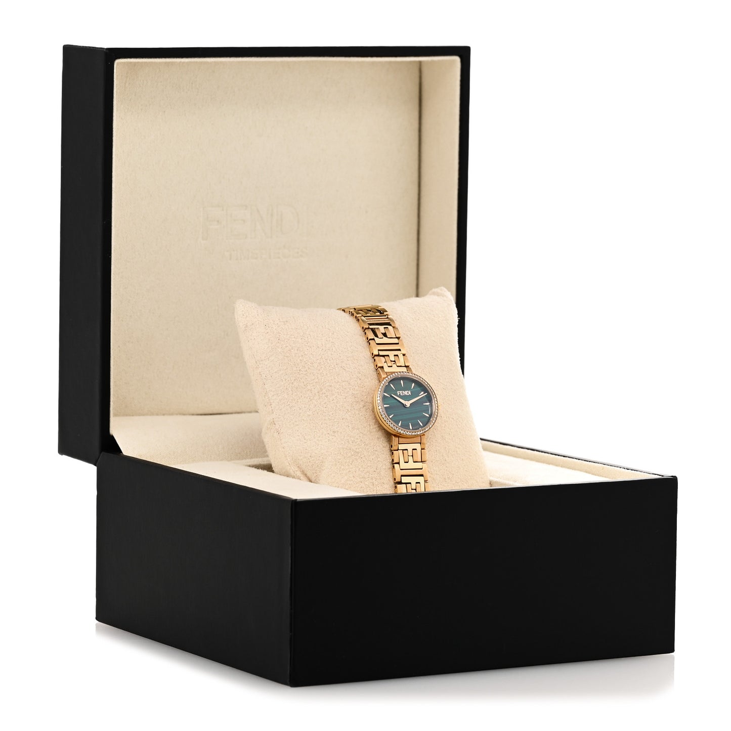 Stainless Steel Diamond Bezel Malachite 19mm Fendi Forever Quartz Watch
