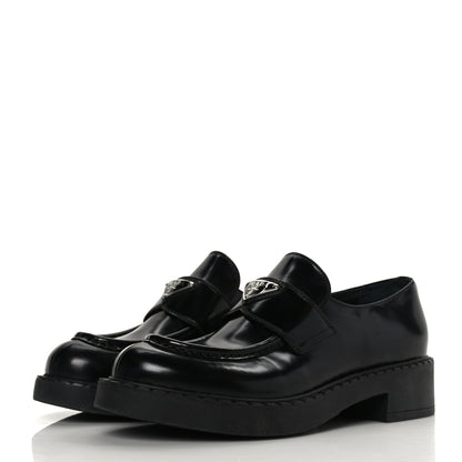 Prada Spazzolato Metal Triangle Logo 50mm Loafers 41 Black 3 of 8