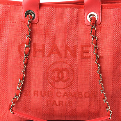 Chanel Mixed Fibers Striped Medium Deauville Tote Red 10 of 10