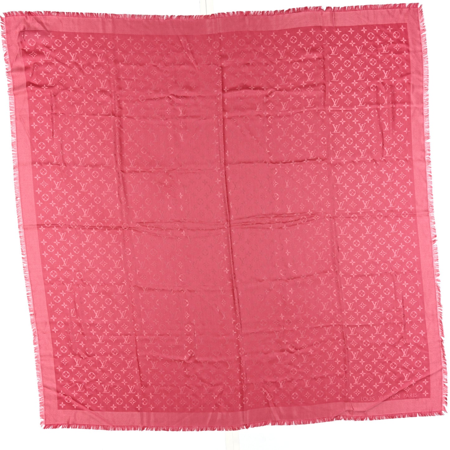Silk Wool Monogram Shawl Fuschia