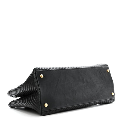 Chanel Wrinkled Lambskin Chevron Quilted Surpique Tote Black 4 of 12
