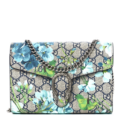 Gucci GG Supreme Monogram Blooms Mini Dionysus Chain Wallet Beige Blue Navy Vintage Blue 1 of 11