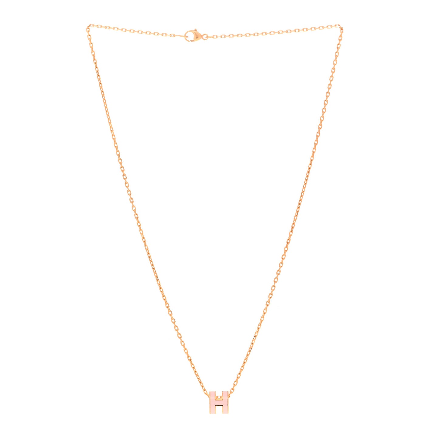Lacquered Rose Gold Mini Pop H Pendant Necklace Rose Dragee