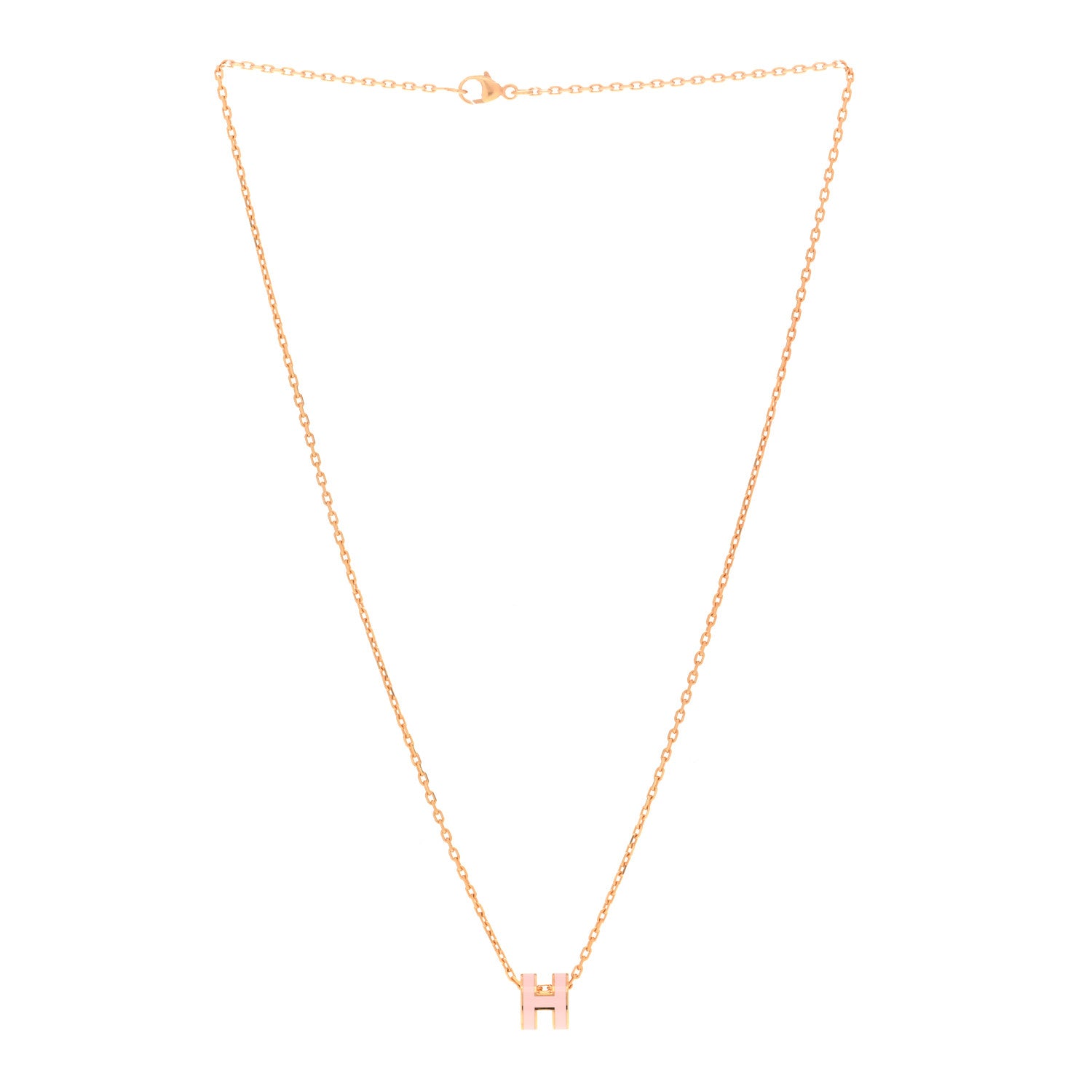 Hermes Lacquered Rose Gold Mini Pop H Pendant Necklace Rose Dragee 1 of 7