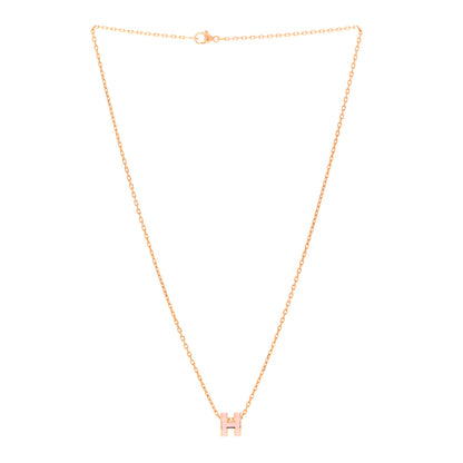 Hermes Lacquered Rose Gold Mini Pop H Pendant Necklace Rose Dragee 1 of 7
