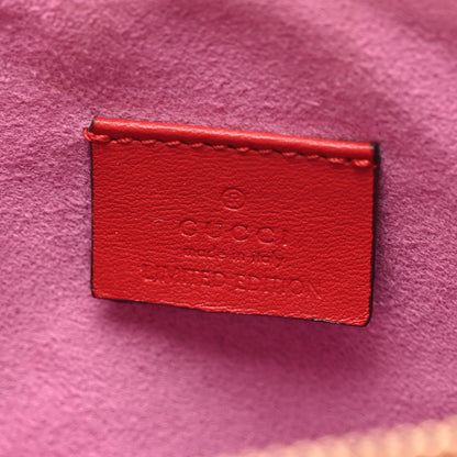 Gucci GG Supreme Monogram Bosco Patch Zip Pouch Beige Malva Hibiscus Red 6 of 9