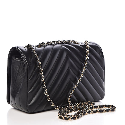 Chanel Calfskin Chevron Quilted Mini Statement Flap Black 3 of 10