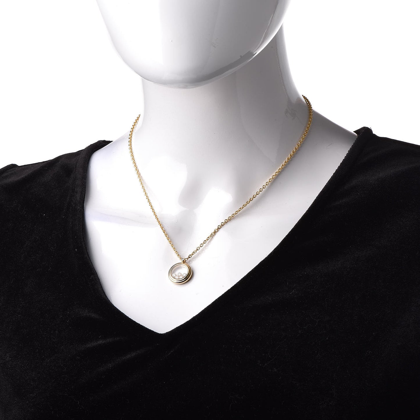18K Yellow Gold 5 Happy Diamonds Pendant Necklace