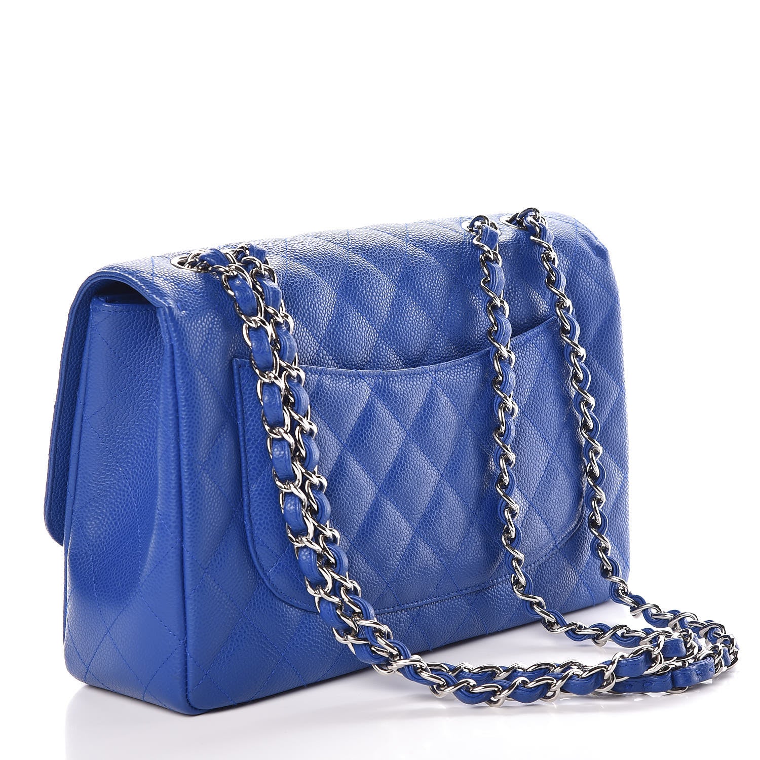Chanel Caviar Quilted Jumbo Single Flap Blue 4 of 11