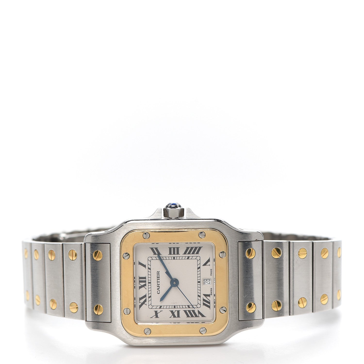 Cartier Stainless Steel 18K Yellow Gold 29mm Santos De Galbee Quartz Watch 2 of 5