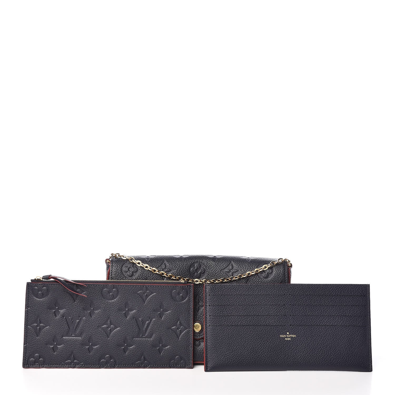 Louis Vuitton Empreinte Pochette Felicie Chain Wallet Marine Rouge 3 of 12