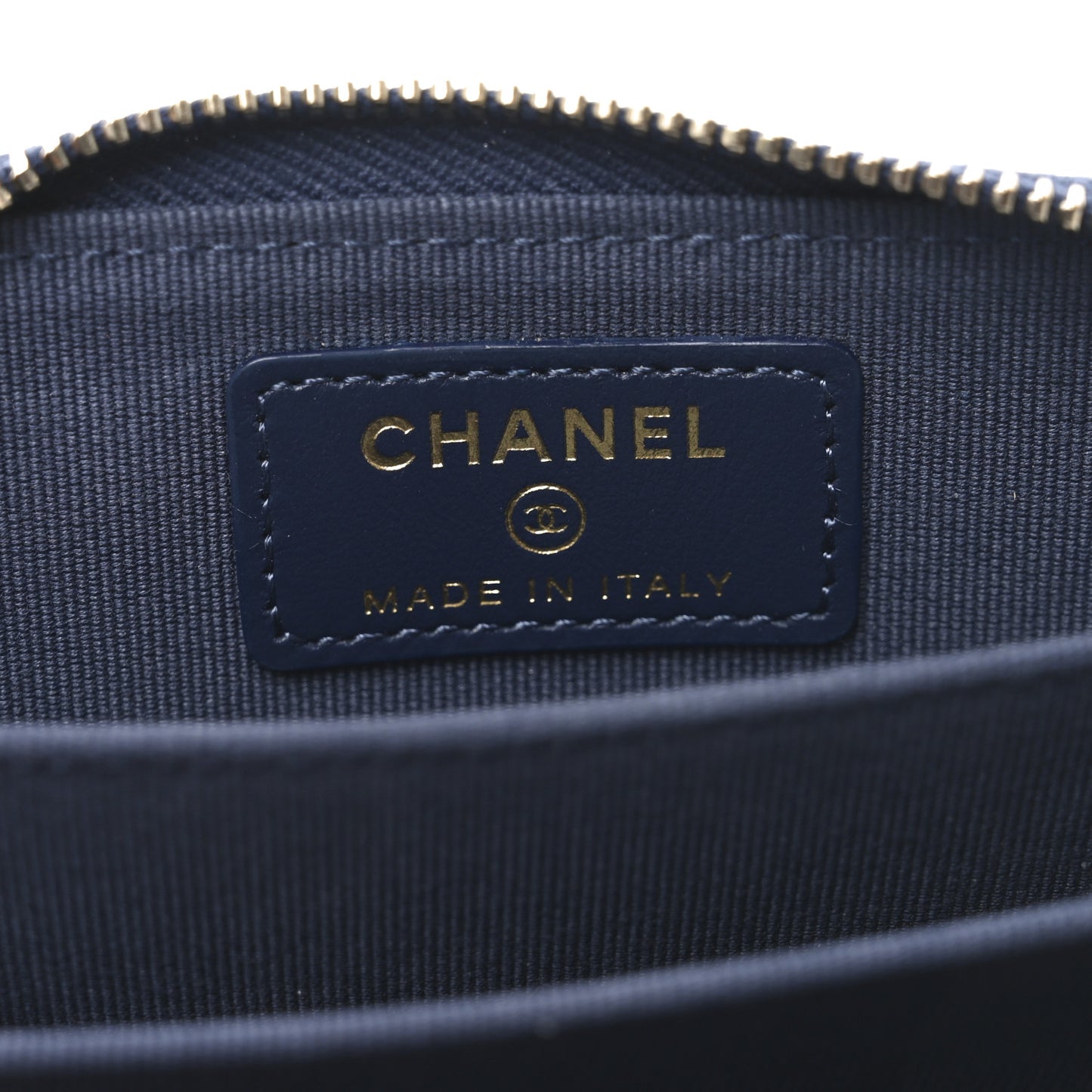Caviar Quilted Zip Coin Purse Dark Blue