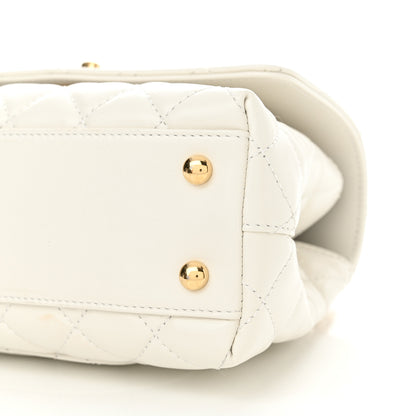 Chanel Shiny Calfskin Quilted Mini Coco Chain Gold Handle Flap White 10 of 13