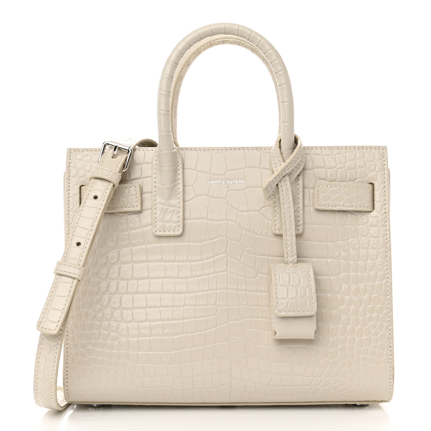 Saint Laurent Calfskin Crocodile Embossed Nano Sac De Jour Crema Soft 1 of 11